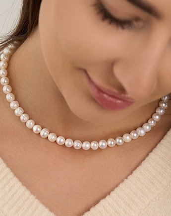 Choker naszyjnik z naturalnych pereł - srebro 925 pozłacane, Coccola JEWELLERY