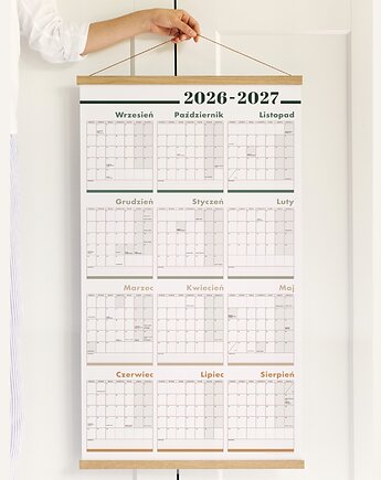 Planer szkolny 2026/2027 ścienny z naklejkami - 71x124 cm, Follygraph