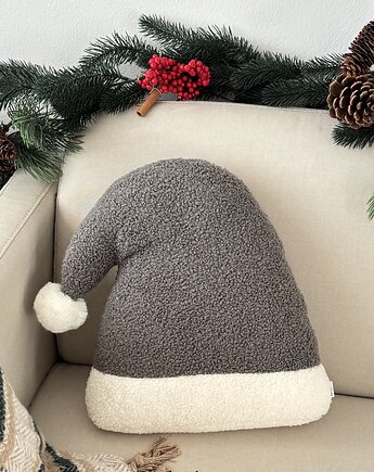 Poduszka W Kształcie Czapki Mikołaja Ciemna Szara Boucle, poduszkownia