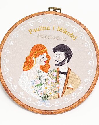 Ślubna, indywidualna dedykacja, haft w oprawie vintage, Plasun