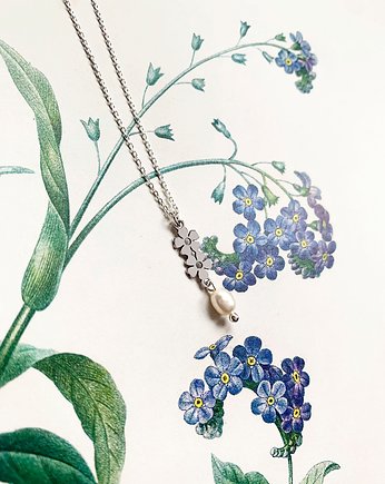 Niezapominajka- Flora- wisior z perełką, OSOBY - Prezent dla niej