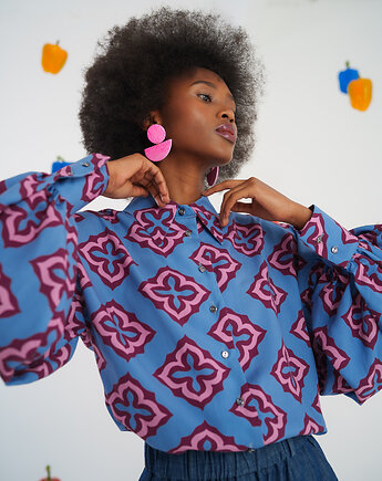 Koszula Flower Power niebieska, Bucle