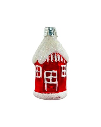 Bombka choinkowa: Domek PRL z lat '80: czerwony, Syn Bombkarza