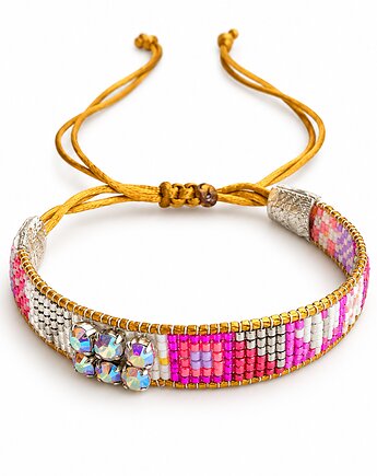 Bransoletka koralikowa z kryształami Swarovski sznurek, lulukalina