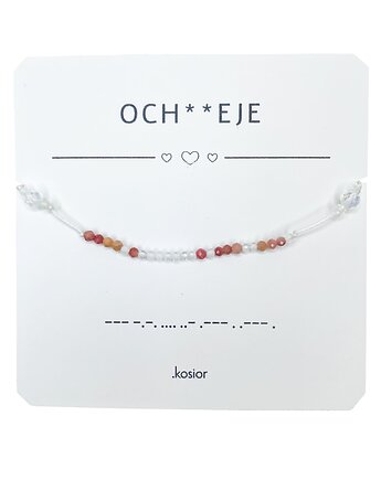 Bransoletka z alfabetem Morsea Rodonit i Opal kryształowy, karolina kosior