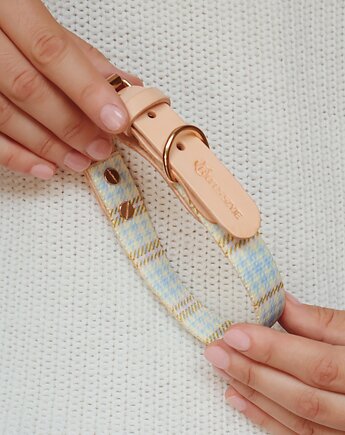 Obroża Łączona Light Blue / Nude Leather 2 cm, Rufus Szyje