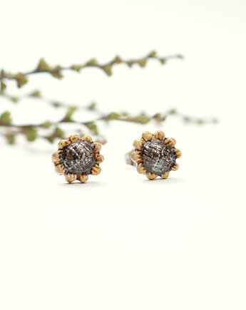 Mini słoneczniki kwiaty- kolczyki sztyfty 3d, Dorca