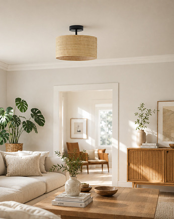 Rattanowy plafon sufitowy nad stół do jadalni WENECJA BOHO fi - 30 cm, LYSNE