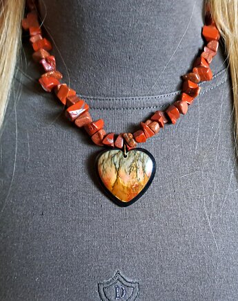 Elegancki naszyjnik z piasku pustyni z sercem z jaspisu unikat handmade, Galeria Limart