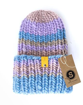 WOOLY COLOR "12"ciepła wełniana czapka, sploteka