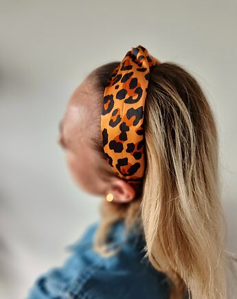 Jedwabna opaska do włosów brązowa panterka SILK CROWN, Capillum