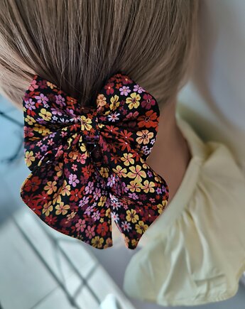 Gumka jedwabna z kokardą MINI scrunchie secret flowers, Capillum
