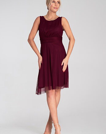 Elegancka sukienka koktajlowa midi bez rękawów z wycięciem na plecach - M1208, FIGL