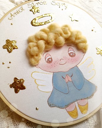 Anioł Stróż obrazek na pamiątkę dla dziecka, gingerolla