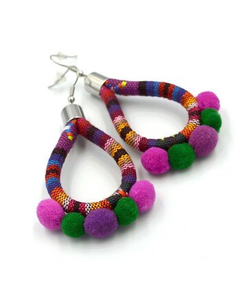 Kolczyki boho MONTEZUME II POMPONS, Beezoo