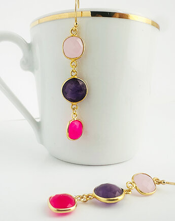 CRYSTAL PINK - kolczyki kamienie szlachetne srebro pozłacane, Anemon Atelier