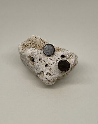 Kolczyki pozłacane obsydian, Fiorette stone&silver