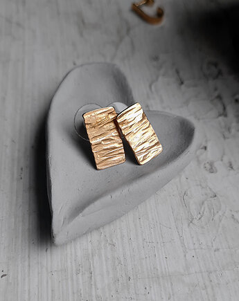 Kolczyki TAYGA złocone sztyfty proste młotkowane, COCONUT