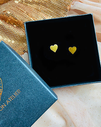 Złote kolczyki serca, mini  sztyfty serduszka, Anemon Atelier