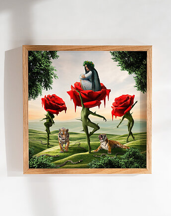 Surrealistyczny Plakat "Safe Place" Kolaż 30x30cm, Olśnienia