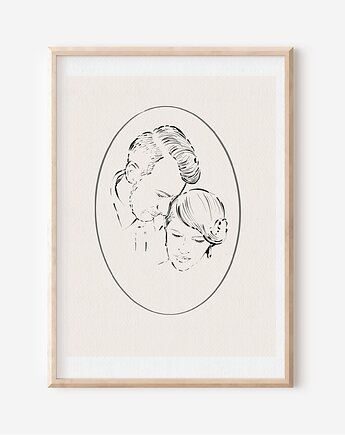 Metryczka ślubna, PORTRET RYSOWANY ZE ZDJĘCIA, Mint In Paper