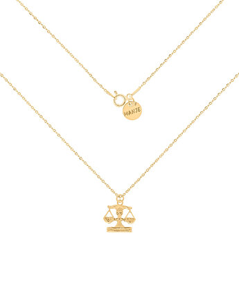 Pozłacany naszyjnik ze znakiem zodiaku Waga, MANJE
