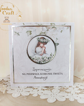 Zaproszenia na Pierwszą Komunię, komunijne "WhiteRosesGirl", Lulaczkowo