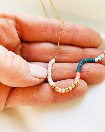 Delikatny pink turquoise naszyjnik boho styl, Anemon Atelier