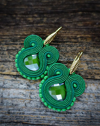 Zielone  kolczyki soutache, Mró Soutache
