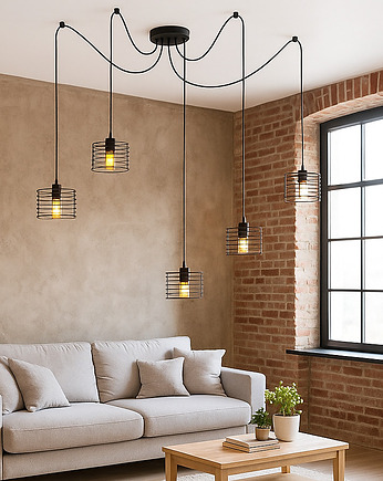 5-płomienna lampa wisząca loft czarna ALAMOS L5, lampy loftowe LYSNE LOFT