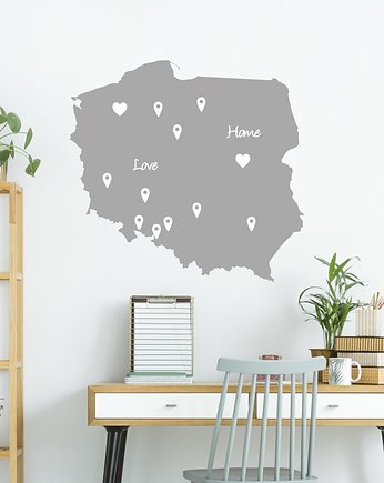 Naklejka Mapa POLSKI z pinezkami POLSKA, TamTamTu