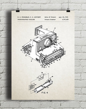 Polaroid - patent - plakat vintage, minimalmill