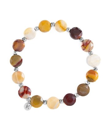 Bransoletka w beżowych kolorach - Wersja Srebrna, Kulka Bransoletki