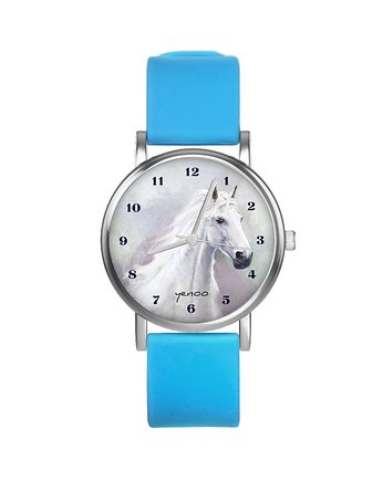 Zegarek mały - Biały koń - silikonowy, niebieski