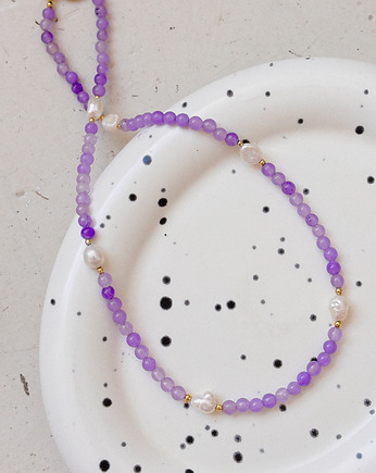 Naszyjnik Fioletowy Jadeit i Perły, Chmolowska Jewellery