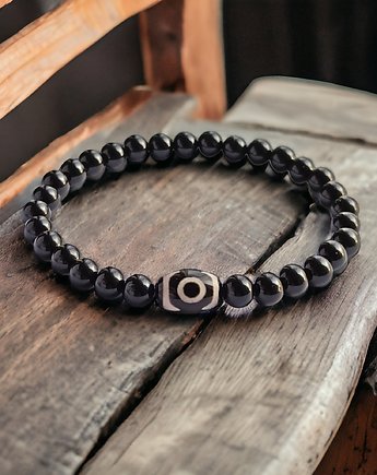 Męska bransoletka : TALIZMAN : agat tybetański, kaktusia