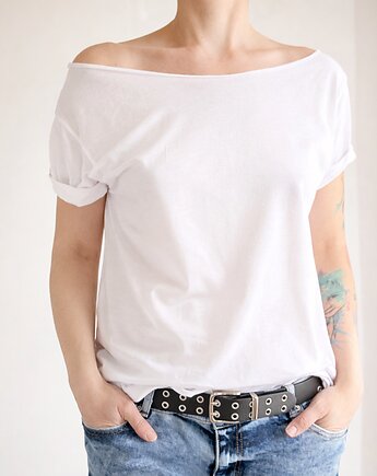 Biały Oversize bez nadruku, ONE MUG A DAY