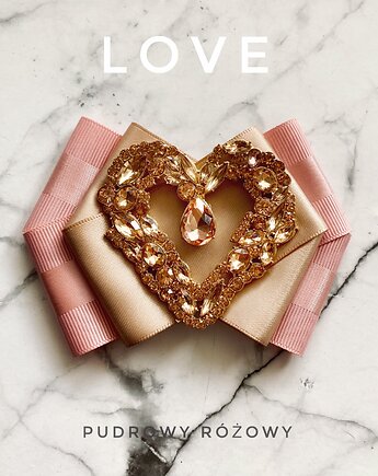 Kolekcja  LOVE Brosza z kryształkowym szampańskim sercem, Pudrowy Różowy