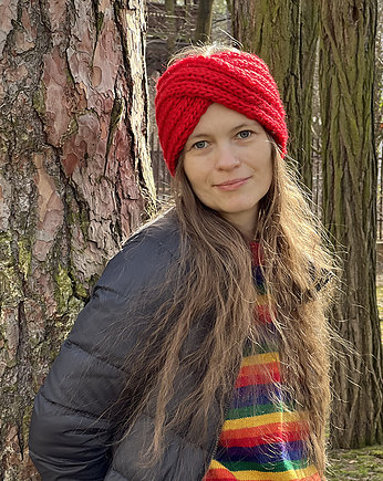 Opaska wełniana czerwona, Made by Jaga