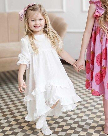 Sukienka muślinowa White Elegant, OSOBY - Prezent dla dziewczynki