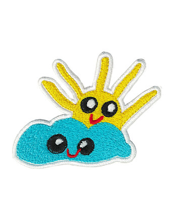 Naszywka naprasowanka SŁONECZKO I CHMURKA termoprzylepna haft 9,3x7cm, Wyszywane