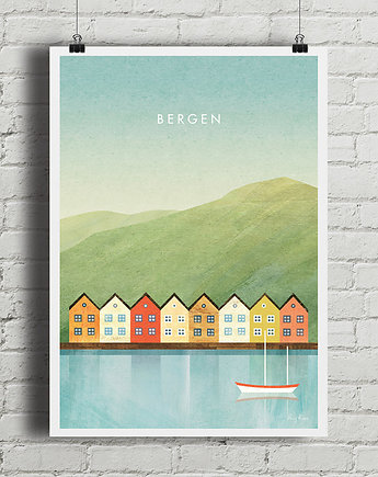 Plakat Bergen - Norwegia, minimalmill