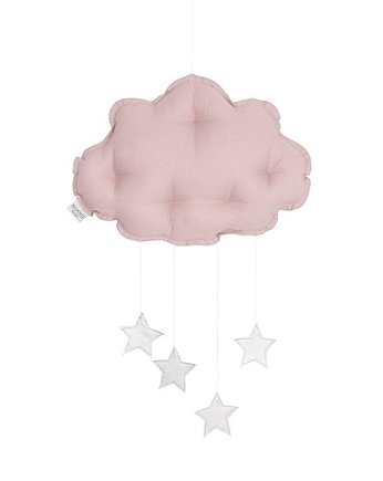 Mobil chmurka BRUDNY Róż, srebrne gwiazdki, Nukko Design
