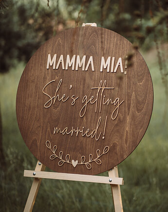 Tablica powitalna she's getting married 70 cm - dąb ciemny, Decorify