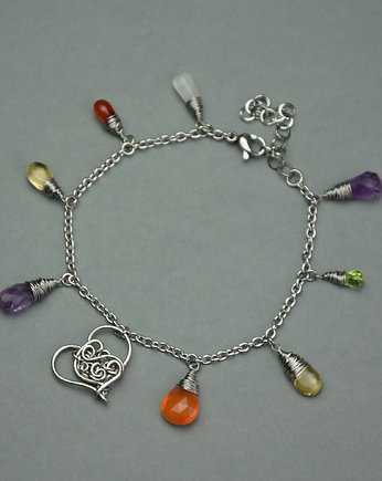 Bransoletka serce kolorowa wire wrapping, Agata Rozanska