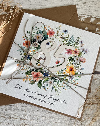 Wyjątkowa ręcznie robiona kartka życzenia na 85 urodziny, sorte