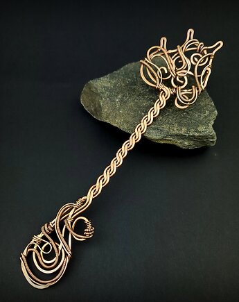 Ozdobna miedziana zakładka do książki wire wrapping, Blue Pearl Art