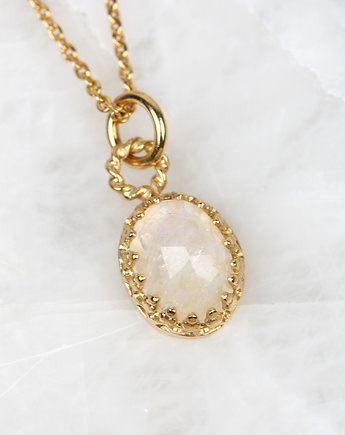 Minimalistyczny złoty naszyjnik z kamieniem księżycowym w stylu Vintage, Blooming Stones