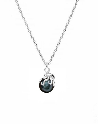 Ośmiornica z czarną perłą- naszyjnik srebro, złoto, różowe złoto, ISSI Jewelry