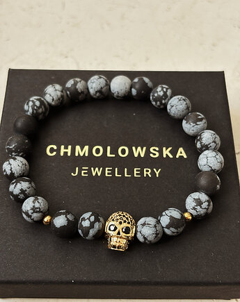 Bransoletka męska Obsydian Czaszka, Chmolowska Jewellery